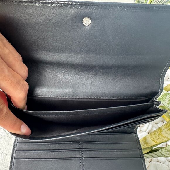 Coach Soho pleated signature Leather trifold Black and Gray check Wallet - Picture 3 of 10